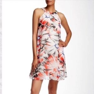 Betsey Johnson Black & White Halter Abstract Floral Sleeveless Dress, Date Night